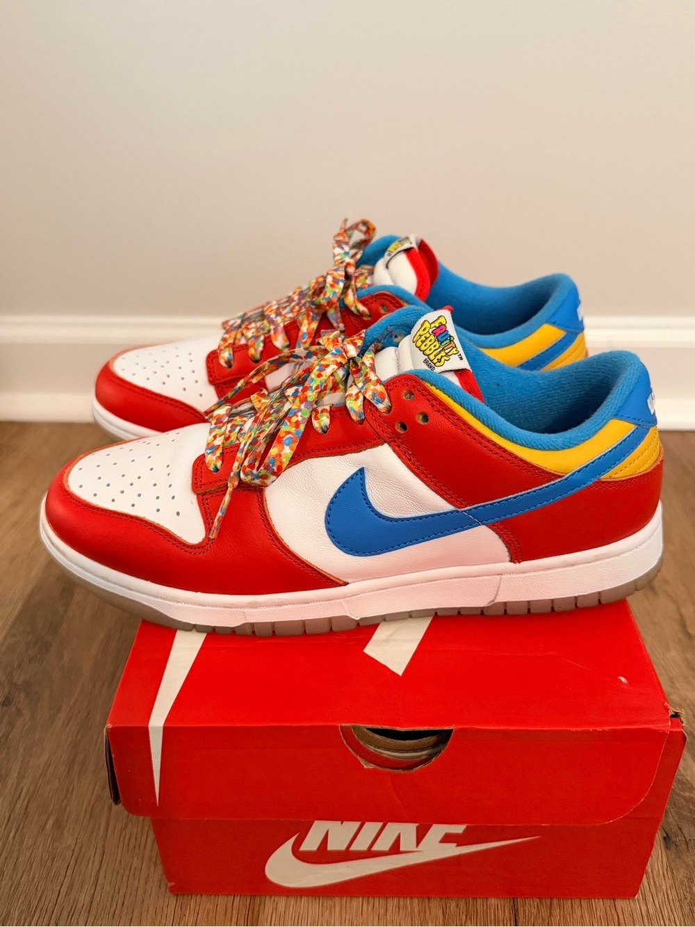 Nike Fruity Pebble Dunks Sneakers in Red/Blue/White